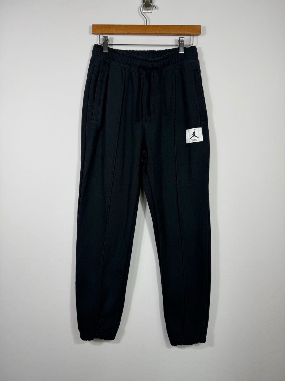 Jordan Flight Fleece Black Jogger Sweatpants Zip Pockets Men’s Small